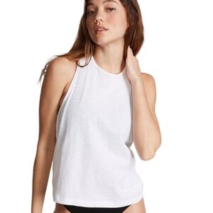 NWT Victoria's Secret Pink 100% Cotton White Tank Top L Racerback Relaxed Fit